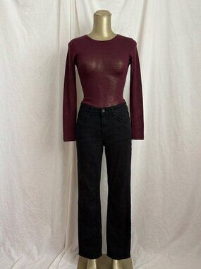 Façonnable Women's Black Denim Jeans Straight Leg France Size 2 Classic Midrise
